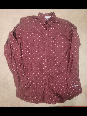 Ben Sherman Maroon Dot-Print Button-Down Shirt